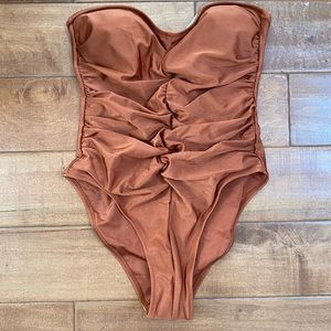 Ruched Bandeau One Piece Swimsuit